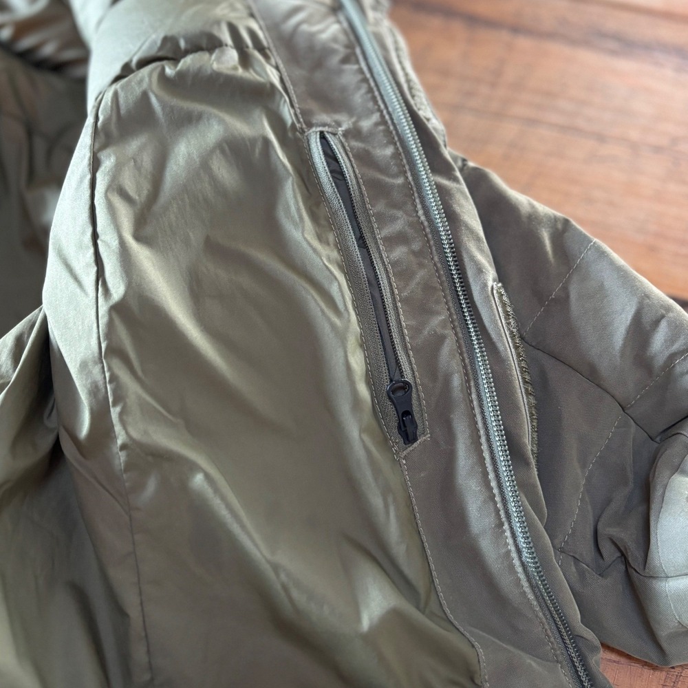 The North Face Womens Heavenly Down Jacket Burnt Olive Green Hooded Warm Small - Picture 13 of 16